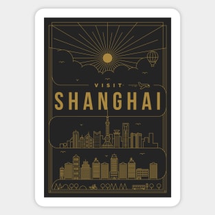 Shanghai Minimal Lineal Poster Sticker